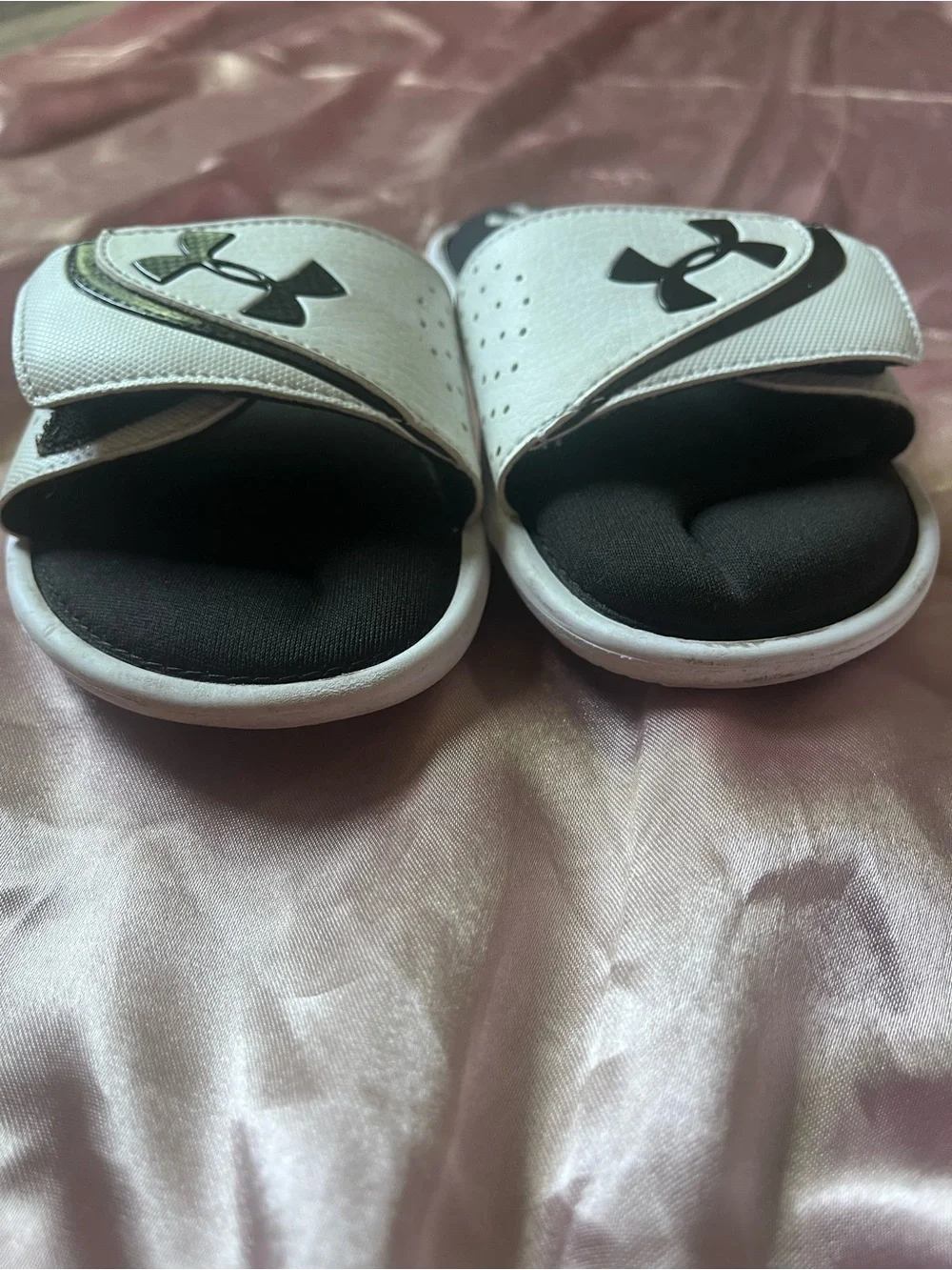 Under Armour Black & White Kids' Adjustable Slide Sandals